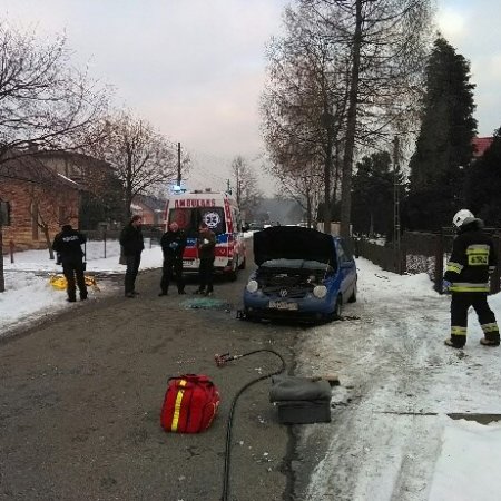 Wypadek samochodu osobowego na ulicy Wiejskiej - 21 stycznia 2017
